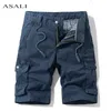 Letnie Męskie Cargo Cargo Casual Shorts Solid Color Mężczyźni Luźne Siłownie Sportowa Moda Jogging Bawełna Krótkie Spodnie Męskie Odzież 210714