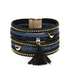 Pulseira 2021 Moda feminina pulseira de couro magnética Pulseira multicamada Wrap Denim Tassel Tassel Feminino Pulseras de presente de joalheria