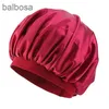 Mode femmes Satin nuit bonnet de sommeil bonnets de douche cheveux Bonnet chapeau soie tête couverture large réglable bande élastique