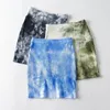 2021 Nieuwe Mode Plus Size Loungewear Office Lady Suit Dames Sexy Tie Dye Twee Stuk Set Eén schouder Top + Hoge Taille Skirt Suit X0428