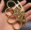 Spider web shape metal brass knuckle four finger tiger fingers outdoor security pocket backpack EDC tool HW605