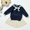 Spring Autumn Sweater Kids Girls Long Sleeve Pure Color Knit Sweater Naval Style Kids Girls Pullover Sweaters Children's Clothes Y1024