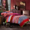 البوهيمي الوطنية الفراش مجموعة العرقية 100٪ القطن الملكة الملك الحجم 220x240 غطاء لحاف مجموعة سرير الكتان غطاء السرير أغطية السرير للمنزل