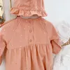 Bebek Kız Kadife Tulum + Şapka Bahar Uzun Kollu Moda Bebek Giysileri Ilmek 0-3Yrs 210429