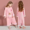 Girls Nightdress Pajamas Spring Kids Pijamas Pink Cartoon Princess Long-Sleeved Pyjamas For Children 3-12 Years 211105