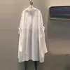 XITAO Irregular Pleated Black White Shirt Women Clothes Print Button Blouse Top Summer Fashion Match All ZLL4271 220214