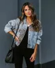 Molan Leopard-print denim jas vrouw lente herfst lange mouw mode jeans casual vintage jean jas vrouwelijke chic uitloper top 211112