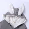 Hiver bébé barboteuses nouveau-né garçons filles vêtements lapin oreille à capuche combinaison infantile Costume polaire épais bébé garçons barboteuse pyjamas