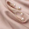Mode Äkta 925 Sterling Silver Guldfärg Elegant Pearl Dangle Örhänge För Kvinnor Hook Fine Smycken Brincos 210707