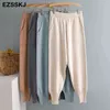 chic autumn winter Harem Pants Women Loose Trousers female Knitted knit With Pockets Radish pants 211124