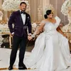 2022 Tallas grandes árabe Aso Ebi sirena lujosa vestido de novia sexy con cuentas de encaje cristales vestidos de novia ZJ604