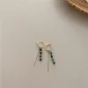 Vintage Green Bead Ciondola Coreano Color Oro Huggie Orecchini Per Le Donne Dei Monili Delle Signore Pendientes mujer moda 2020