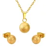 Gold silver Ball Round stainless steel Wedding Jewelry Set Women Party Pendant Necklace Earrings Sets