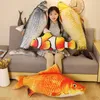 Simulering Fisk Docka Crucian Carp Pillow Grass Carp Pillow Plush Toy Fish Boy Boys Barn Sova Lata Pillow F8111 210420