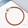 Pulsera de cuero trenzado rojo Juegos de caja original para 925 Silver Luxury Designer Jewelry Women Women Pulseras 8626063