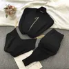 ZAWFL 2020 Automne Hiver Sweatsuits Nouveau Sweet Chain Vest Knitwear + Pantalon élastique Trois pièces Ensemble Femmes Trois pièces Tenues Y0625