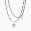Memnon Jewelry 925 Sterling Silver European Style Ball Lock Netlaces for Women Landant على شكل حرف U هدية لقلادة Love321S
