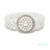 Chaîne de taille élastique incrustée de diamants pour femmes, ceinture large élastique décorative de perles incrustées de diamants