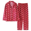 Caiyier vinter par pyjamas set silke älskar tryck långärmad sömnkläder män kvinnor avslappnad stor storlek älskare nattkläder m-5xl 211112