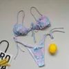 Brazylijski bikini Sexy Wzburzyć Frilled Strój kąpielowy dla kobiet Stringi Swimsuit Beachwear Bandaż Swimwear Push Up Set 210520