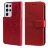 PU Leather Phone Cases for Samsung Galaxy S22 S21 S20 Ultra S10 Plus - Flowers Totem Embossing Wallet Flip Kickstand Protective Cover Case with Card Slots