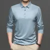 100 % Mercerized Cotton Polo Shirt 남자 긴 소매 가을 겨울 소프트 스포츠 골프 비트 슬림 피트 블랙 캐주얼 브랜드 솔리드 210401