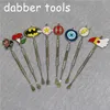 Wachs-Dabber-Werkzeuge, Zerstäuber, silberne Farbe, Rauchen, 120 mm Dab-Glas-Werkzeug mit modischen Aufklebern, Titan-Nagel für trockene Kräuterbehälter, Matte DHL