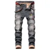 Heren denim gat hoge kwaliteit gescheurde jeans voor heren maat herfst winter plus fluwelen hiphop punk streetwear