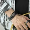 Bracciale da uomo con ancoraggio per nave in pelle intrecciata multistrato in pelle di tendenza della moda del Giappone e della Corea del Sud