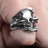 Antieke Hip Hop Ghost Dragon Claw Skull Skeleton Head Devil Ring Dominerende Punk Magic Rock Rings Retro Rvs Gothic Heren Sieraden