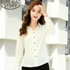 Chiffon Blouses Shirts Fashion Lady Office Work Clothing White Turn Down Collar Professional Women Tops 2433 50 210415