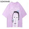 T-Shirts Streetwear Hip Hop Hommes D'été Creative Mains Imprimer À Manches Courtes T-shirts Coton Casual Harajuku Mode Lâche Tops 210602