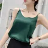 Koreański jedwab Top V-Neck Tank Tops Kobieta Bez Rękawów Czarne Tees Cami Sexy Halter Top Plus Rozmiar Eleganckie Kobiety Białe Satynowe Topy 13694 210528 \ t