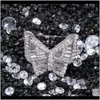 Solitaire Drop Dostawa 2021 Butterfly CZ Diamond Pierścionki Micro utwardzone LUSED Out Cubic Cyrkon Moda Męskie Hip Hop Gold Ring Jewelry Y0WB8