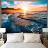 Piękny Sunset Gobelin Great Wave Beach Blue Sea Wall Wiszące Wiszące Tapestries Tkaniny Mata Mata Koc Decor 210609