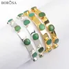 5 pièces Chrysoprases Bracelet Vert Jades Bracelet Couleur Argent Naturel Réglable Femmes Bijoux G1929