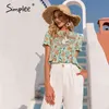 Ethnic holiday floral print loose women blouse summer Casual bow sash tassel shirts female Ruffled o-neck short top lady 210414