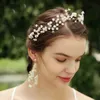 Floral Wedding Hairbands Headbands Flower Headpiece Headwear Bride Tiara Crown Earrings Set Girl Hair Accessories Bridal Jewelry X0625