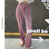 Yedinas Summer Vintage Pants Casual Loose High Waist Streetwear Wide Leg Elastic Trousers Female 210527