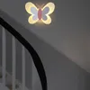 Vägglampor LED SCONCE Lamp Butterfly Warm Light Wall-monterade minimalistiska belysningsarmaturer för hemloft inomhus trappdekoration327m