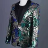 Luxe Floral Sequin One Button Suit Jacket Mannen Party Show Shiny Glitter Blazers Mens Stage Prom Rock and Roll Costumes 210522