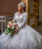 2022 New Luxury Plus Size Wedding Dresses Beading Bridal Gowns Long Sleeve Crystal Lace Appliqued Sequined Vestidos De Novia Xu345K