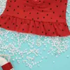 Summer Children Sets Casual Strap Red Tops Striped Green Watermelon Shorts Planet 2Pcs Girl Clothes 1-8T 210629