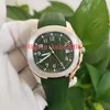 Perfecte polshorloges 3KF WACHES 5168G-010 5168 42mm Waterdichte groene wijzerplaat Caliber 324 s C Beweging Mechanische Transparante Automatische Natural Rubber Mens Horloge