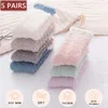 5 Pairs Women Thick Winter Warm Socks Fluffy Fuzzy Floor Sleep Kawaii Socks Colorful Cute Thermal White Soft Velvet Nylon Socks 211221