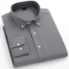 Herren-Freizeithemden, modische Herren-Oxford-Business-Qualität, langärmelig, einfarbig, blau, grau, Button-Down, formelle Camisa, soziale Kleidung