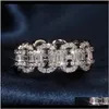 Anneaux de bande livraison directe 2021 Sier couleur Bling Zircon pierre chaîne anneau pour les femmes mariage fiançailles mode bijoux Rhqqb