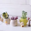 Hollow Kettle Design Ceramic Flower Pot Mini Suculentas Macetas De Ceramica Desk Decoration Plant Pots Doniczki Ozdobne Garden Planters &