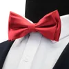 Gusleson mens solid färg två lager pre-bundet slips röd svart lila guld blå gul grön bowtie för bröllopsfest verksamhet