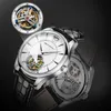 Luksusowy zegarek zegarek manualny turbillon mechaniczny pasek skórzany pasek dwa